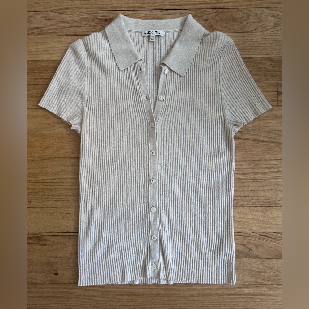 Alex Mill Ribbed Short-Sleeve Polo Shirt